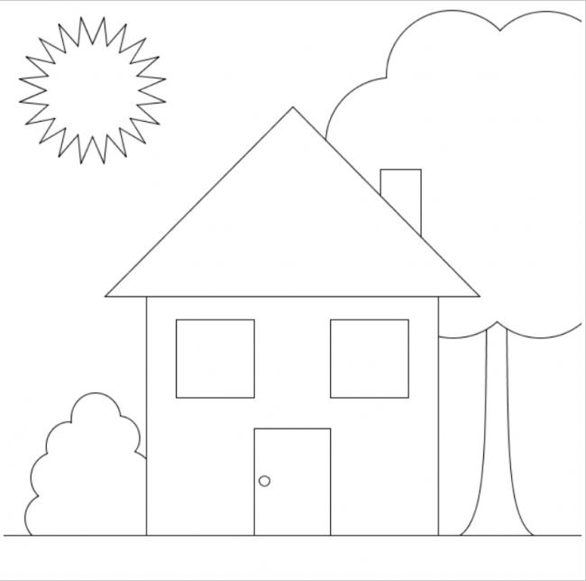 Download tranh tô màu hình ngôi nhà cho bé 4 tuổi