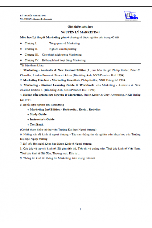 Ebook Bài giảng về Marketing PDF