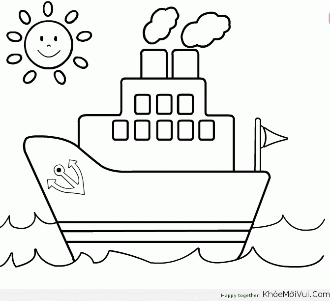 Tranh tô màu tàu thủy | Chủ đề Tranh tô màu phương tiện giao thông